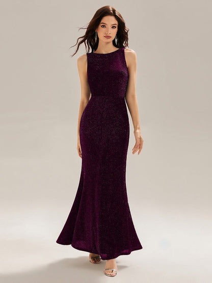 ever VANYA|Backless Glitter Mermaid Maxi Dress