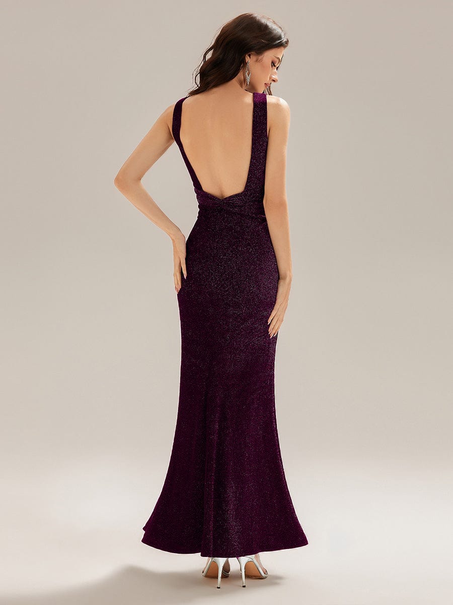 ever VANYA|Backless Glitter Mermaid Maxi Dress