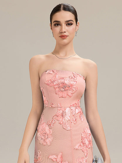 Thigh-High Slit Mesh Sleeveless Evening Dress