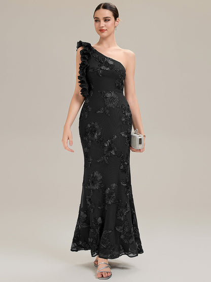 Jacquard Knit Sleeveless Evening Dress