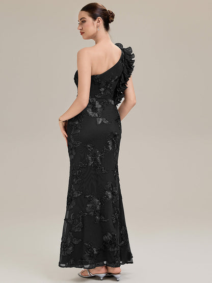 Jacquard Knit Sleeveless Evening Dress