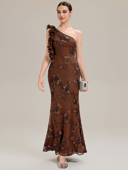 Jacquard Knit Sleeveless Evening Dress