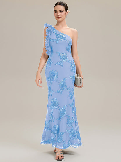 Jacquard Knit Sleeveless Evening Dress