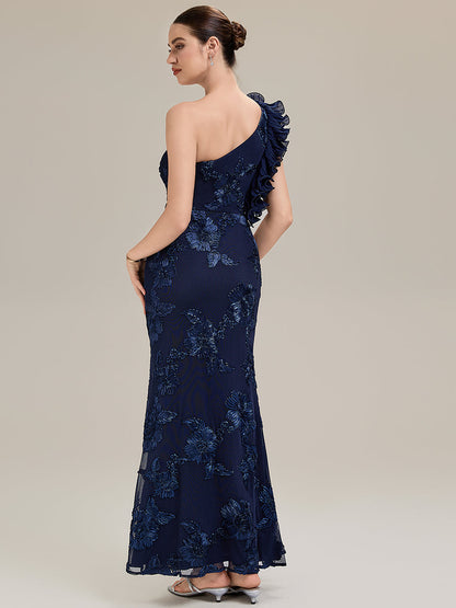 Jacquard Knit Sleeveless Evening Dress