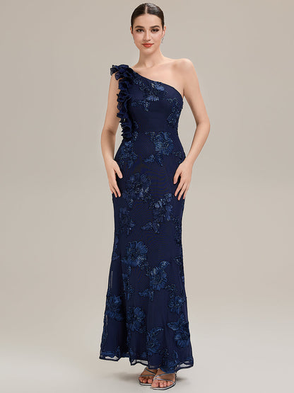 Jacquard Knit Sleeveless Evening Dress