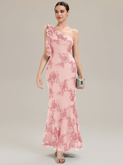 Jacquard Knit Sleeveless Evening Dress