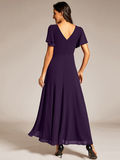 ever DAKOTA|Double V-Neck Waist Trimmed Chiffon Formal Evening Dress