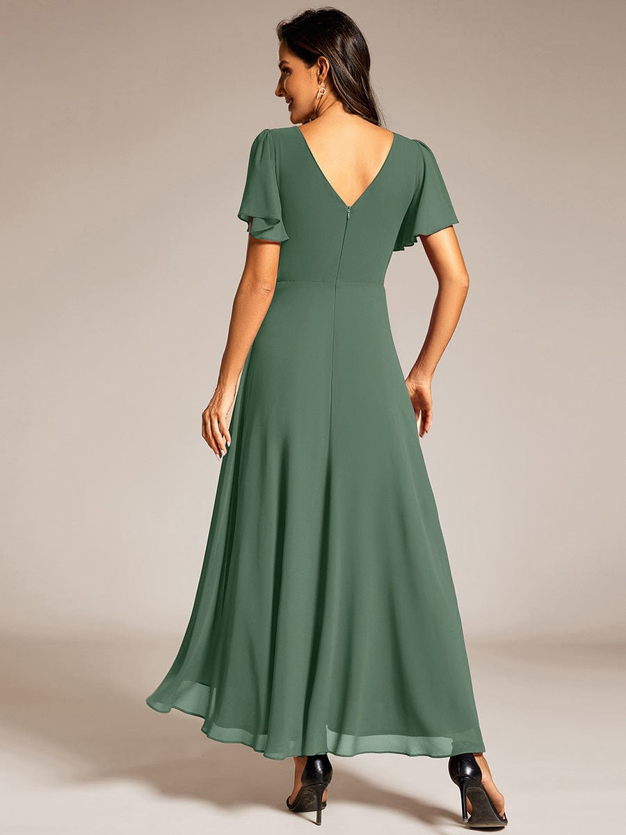 ever DAKOTA|Double V-Neck Waist Trimmed Chiffon Formal Evening Dress