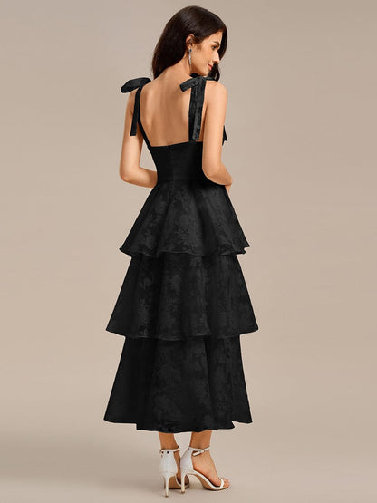 ever CODI|Bow Straps Floral Lace Tiered Dress