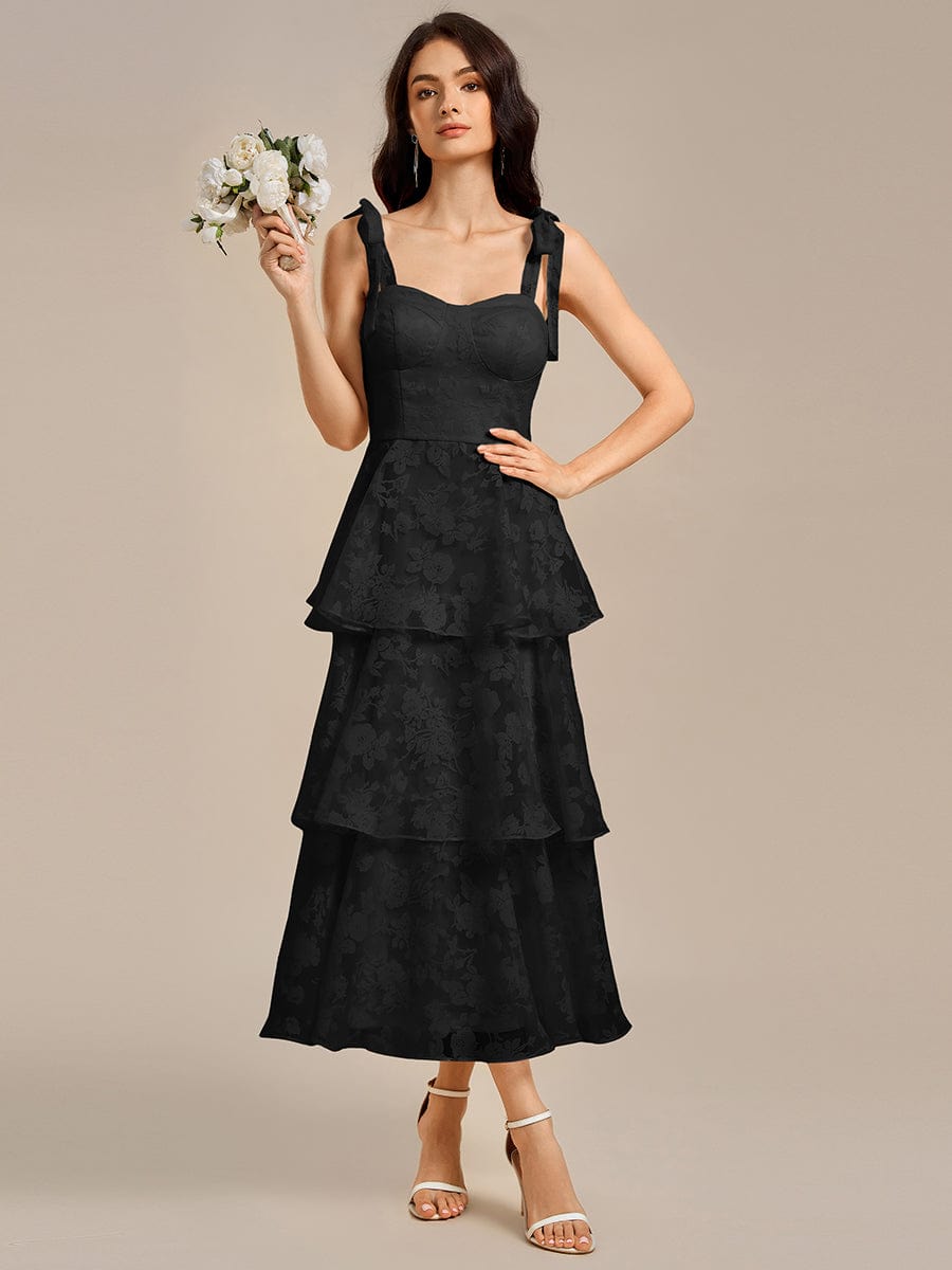 ever CODI|Bow Straps Floral Lace Tiered Dress