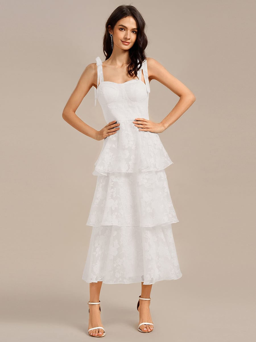 ever CODI|Bow Straps Floral Lace Tiered Dress