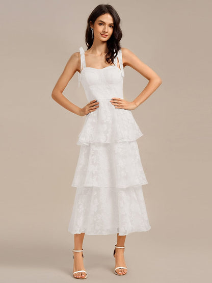 ever CODI|Bow Straps Floral Lace Tiered Dress