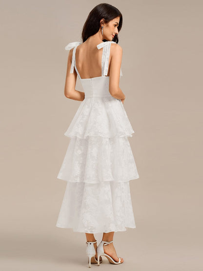 ever CODI|Bow Straps Floral Lace Tiered Dress