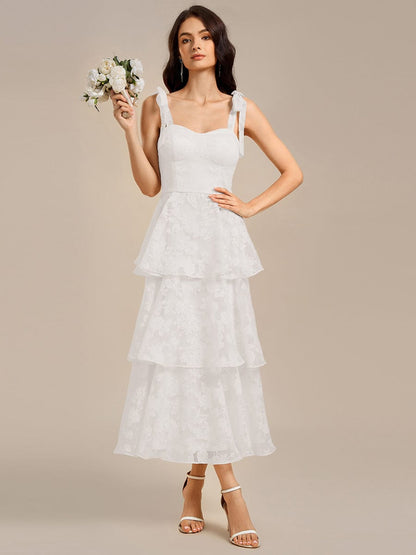 ever CODI|Bow Straps Floral Lace Tiered Dress