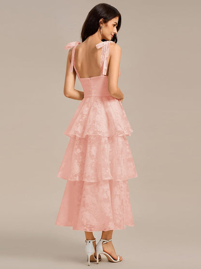 ever CODI|Bow Straps Floral Lace Tiered Dress