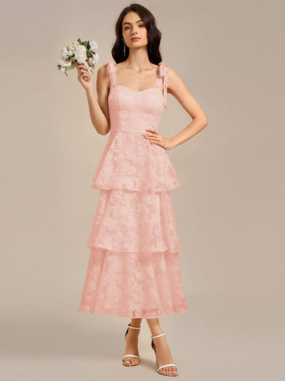 ever CODI|Bow Straps Floral Lace Tiered Dress