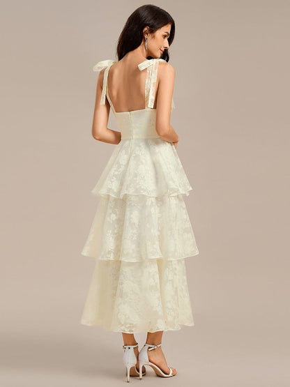 ever CODI|Bow Straps Floral Lace Tiered Dress