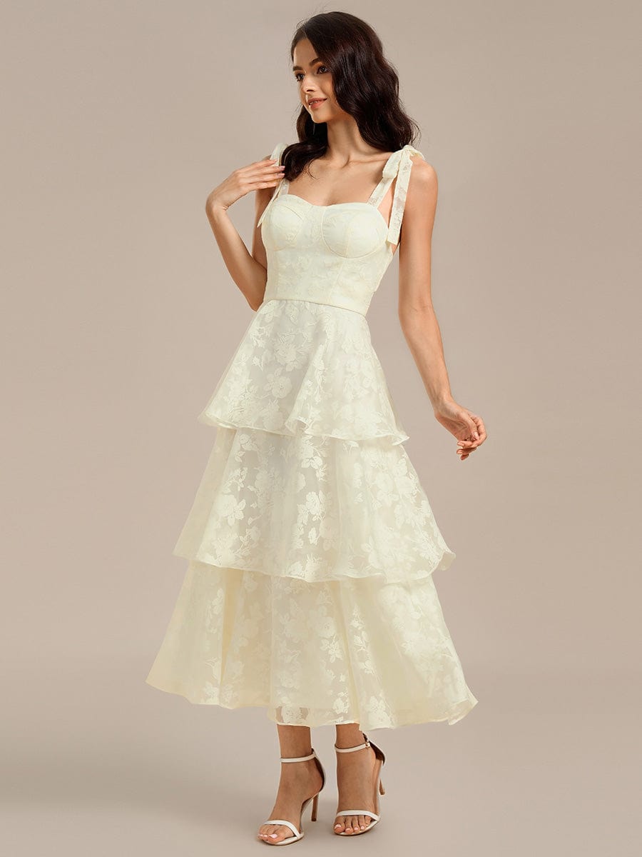 ever CODI|Bow Straps Floral Lace Tiered Dress