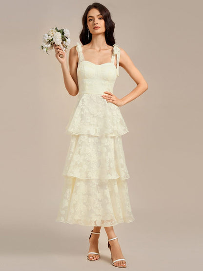 ever CODI|Bow Straps Floral Lace Tiered Dress