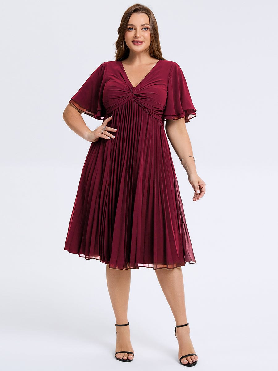 pretty TALIENNE|Plus Size Pleated Chiffon Wedding Guest Dress