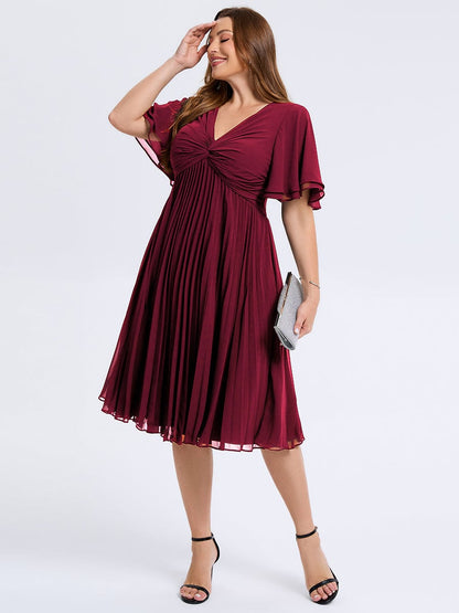 pretty TALIENNE|Plus Size Pleated Chiffon Wedding Guest Dress