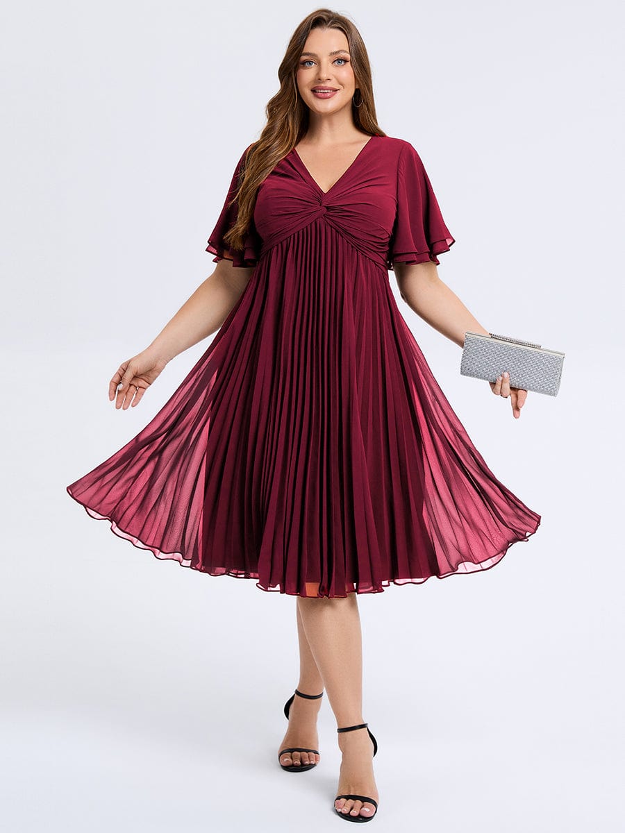 pretty TALIENNE|Plus Size Pleated Chiffon Wedding Guest Dress
