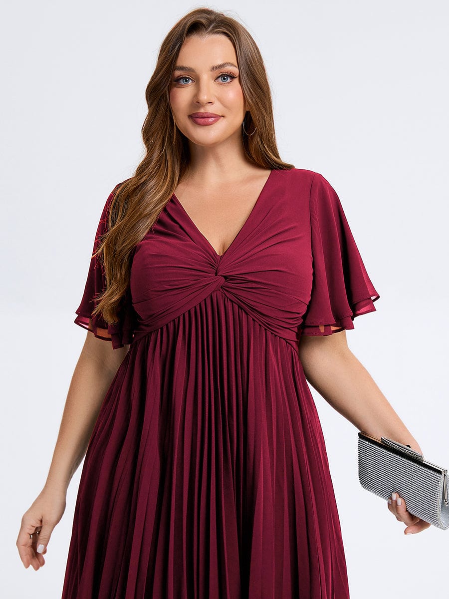 pretty TALIENNE|Plus Size Pleated Chiffon Wedding Guest Dress