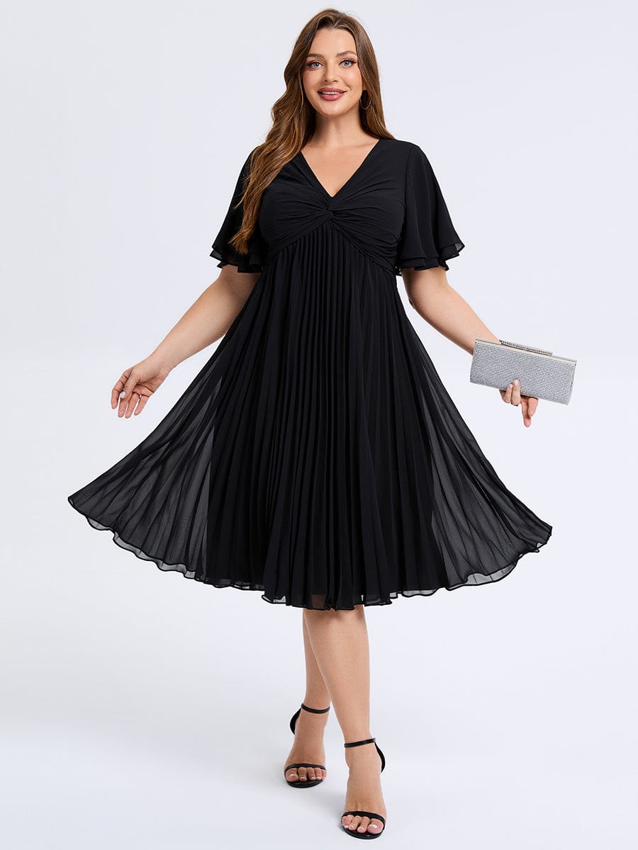 pretty TALIENNE|Plus Size Pleated Chiffon Wedding Guest Dress