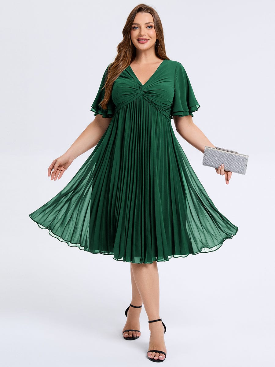 pretty TALIENNE|Plus Size Pleated Chiffon Wedding Guest Dress