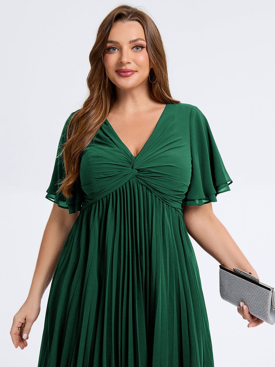 pretty TALIENNE|Plus Size Pleated Chiffon Wedding Guest Dress