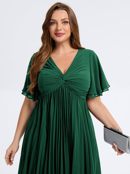 pretty TALIENNE|Plus Size Pleated Chiffon Wedding Guest Dress
