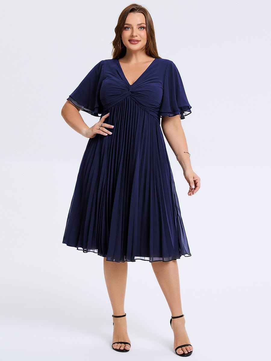 pretty TALIENNE|Plus Size Pleated Chiffon Wedding Guest Dress