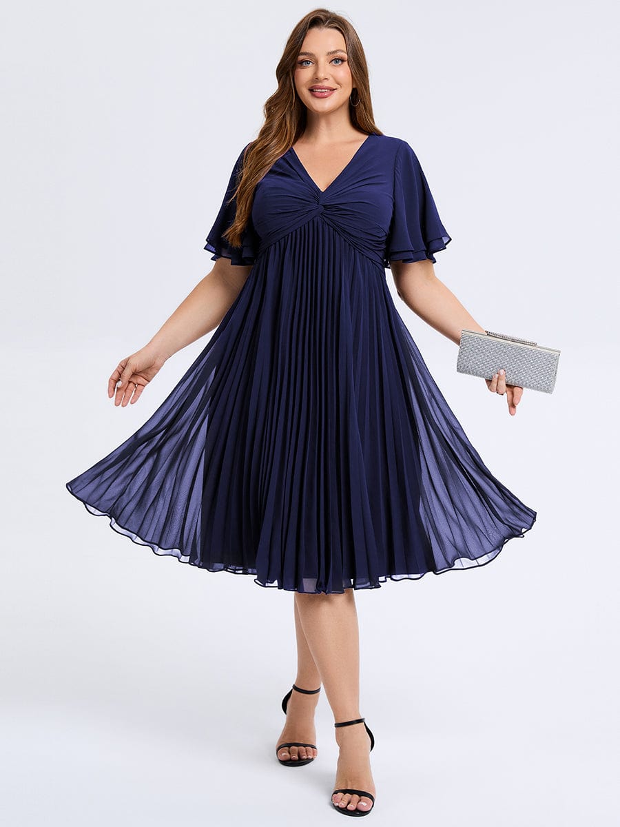 pretty TALIENNE|Plus Size Pleated Chiffon Wedding Guest Dress