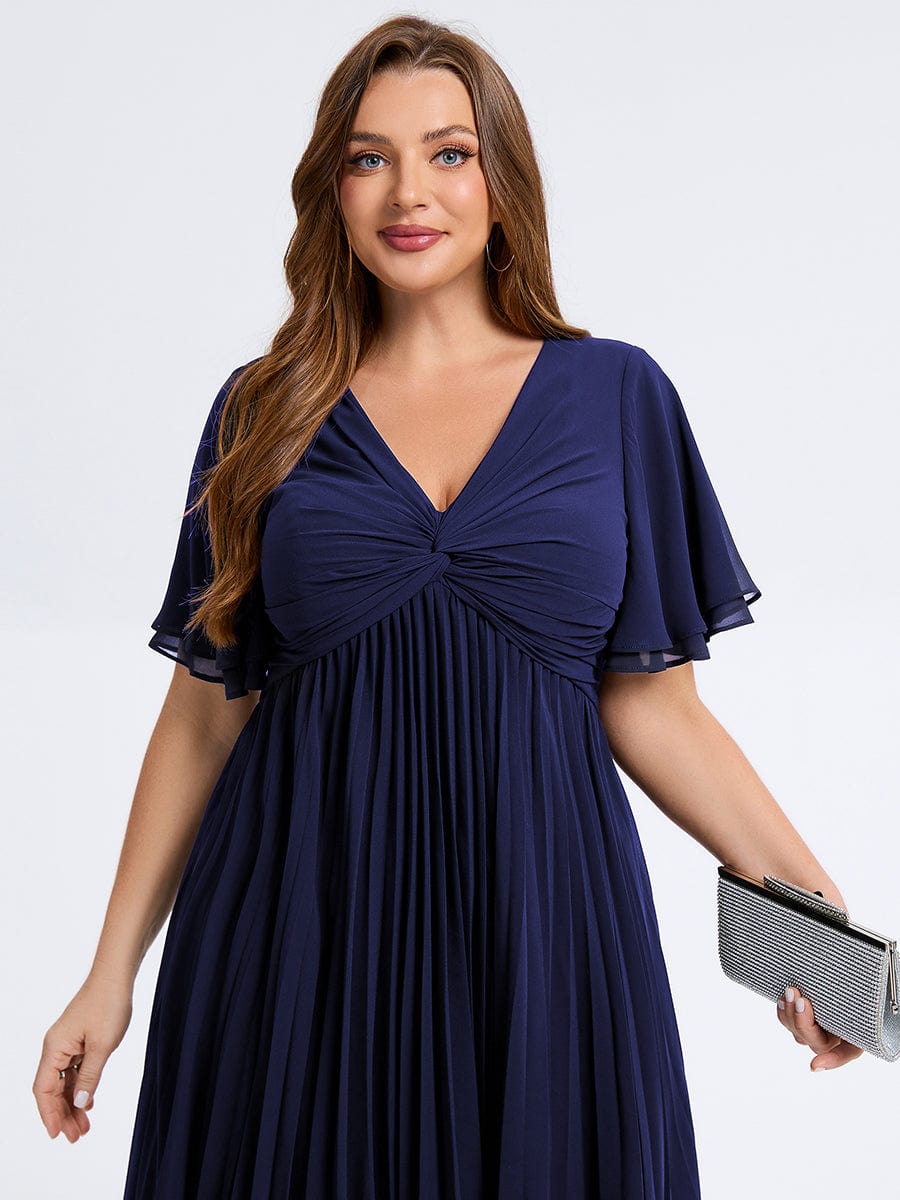 pretty TALIENNE|Plus Size Pleated Chiffon Wedding Guest Dress