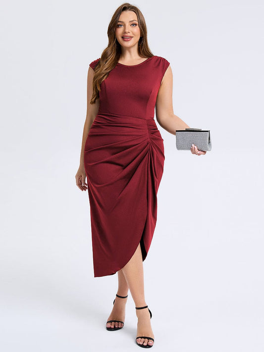pretty DAPHARA|Plus Size Slit Bodycon Wedding Guest Dress