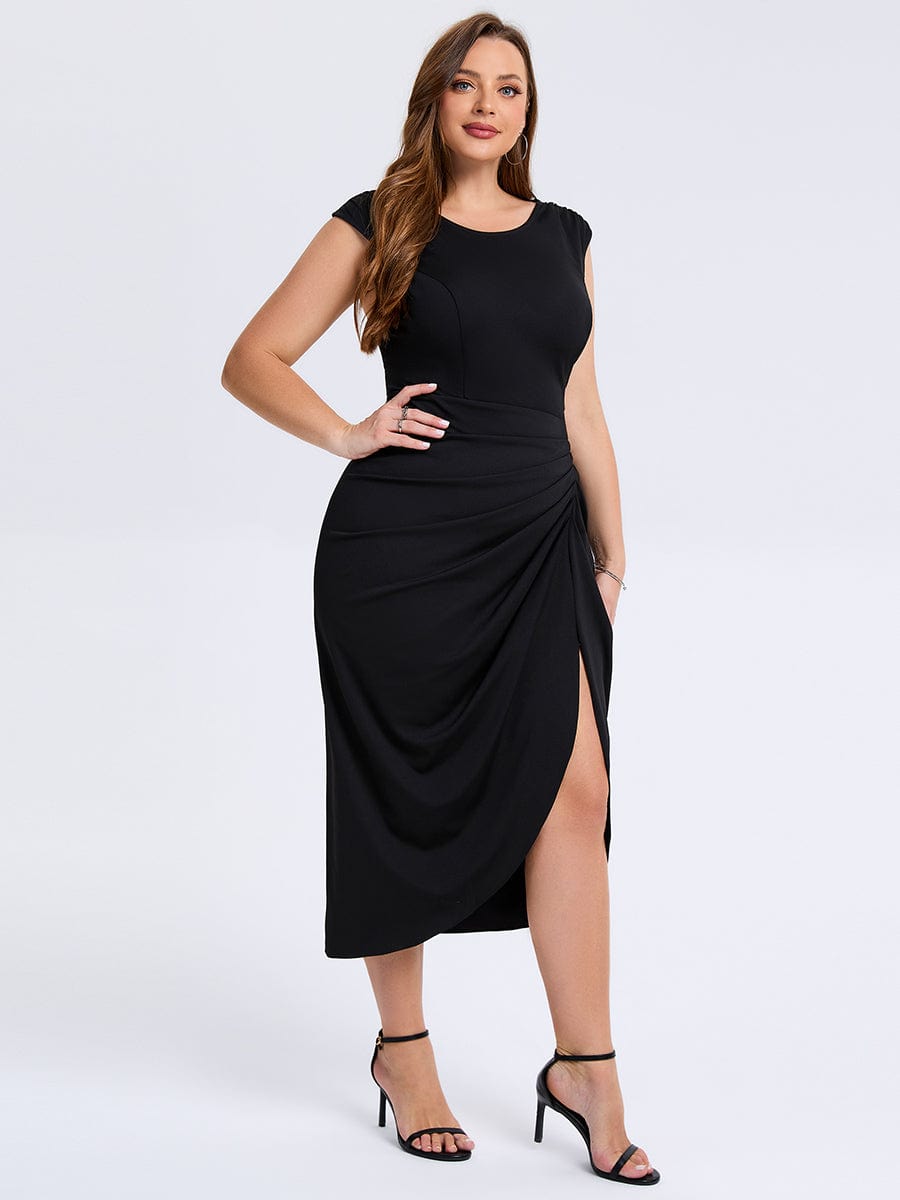 pretty DAPHARA|Plus Size Slit Bodycon Wedding Guest Dress