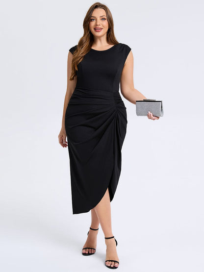 pretty DAPHARA|Plus Size Slit Bodycon Wedding Guest Dress