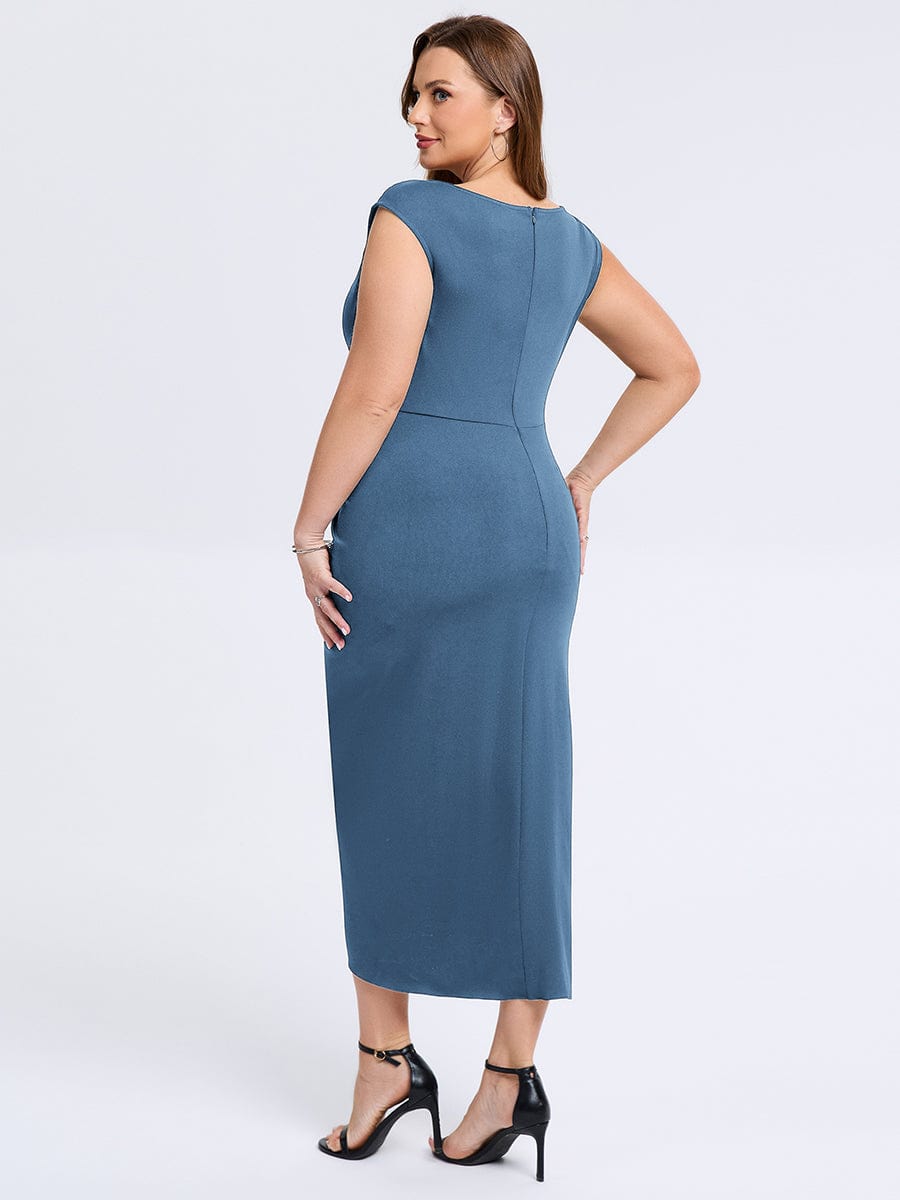 pretty DAPHARA|Plus Size Slit Bodycon Wedding Guest Dress