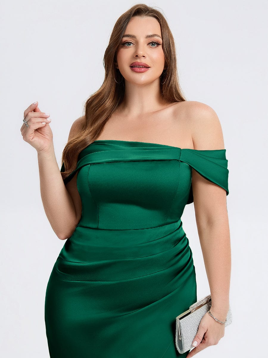 pretty DIANELLE|Plus Size Slit Satin Wedding Guest Dress