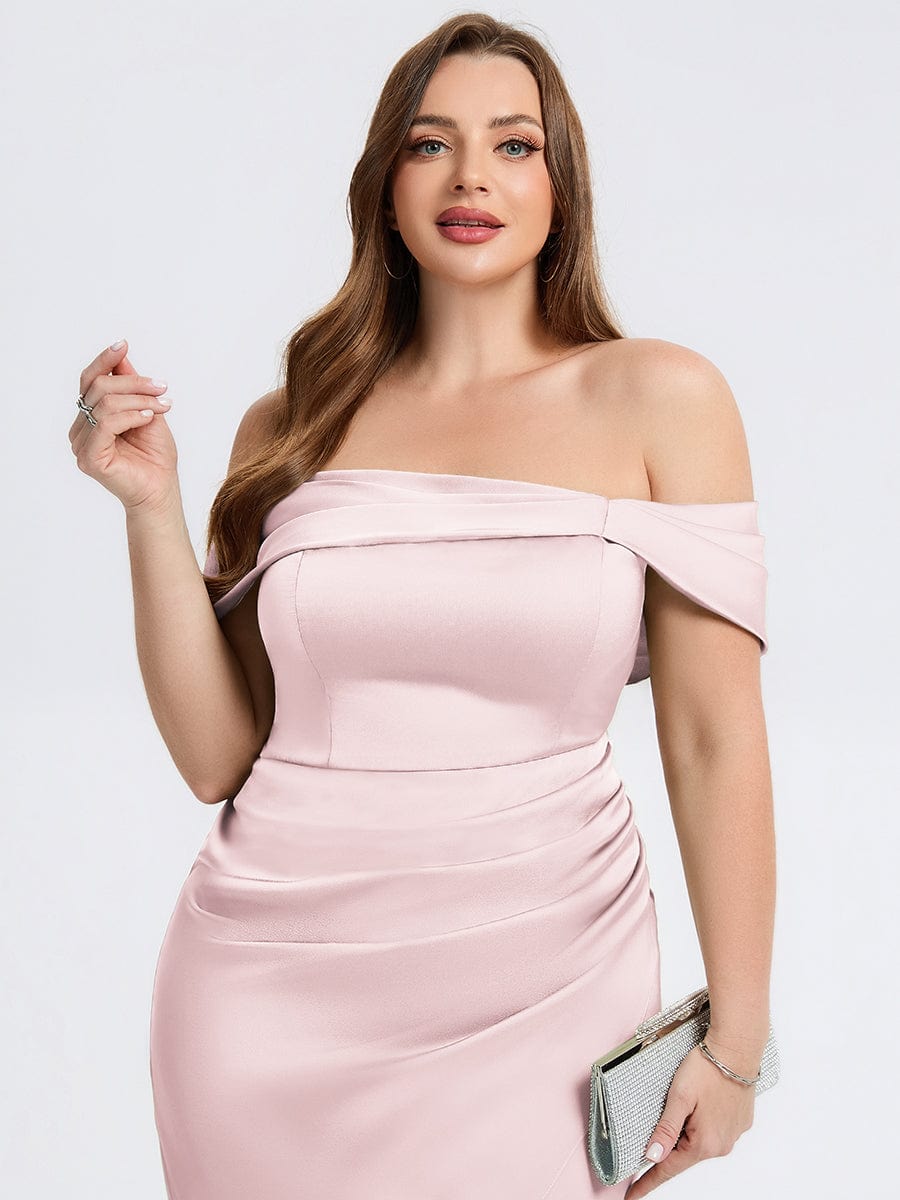 pretty DIANELLE|Plus Size Slit Satin Wedding Guest Dress
