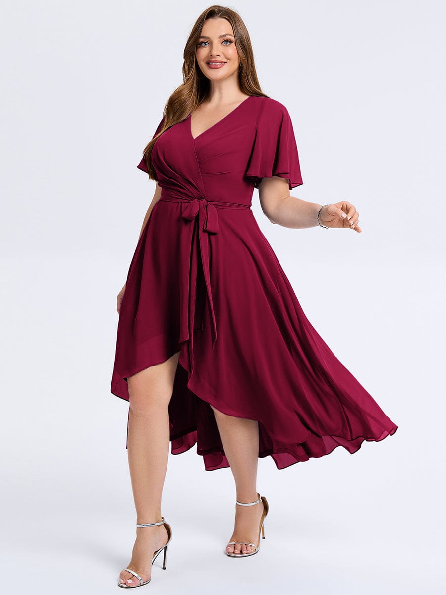 pretty MARISELLE|Plus Size Tie Knot Chiffon Wedding Guest Dress