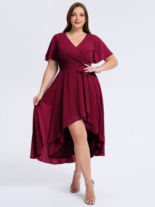 pretty MARISELLE|Plus Size Tie Knot Chiffon Wedding Guest Dress