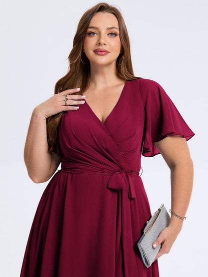 pretty MARISELLE|Plus Size Tie Knot Chiffon Wedding Guest Dress