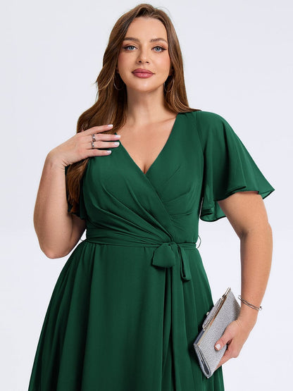 pretty MARISELLE|Plus Size Tie Knot Chiffon Wedding Guest Dress