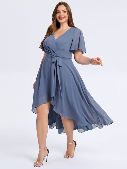 pretty MARISELLE|Plus Size Tie Knot Chiffon Wedding Guest Dress
