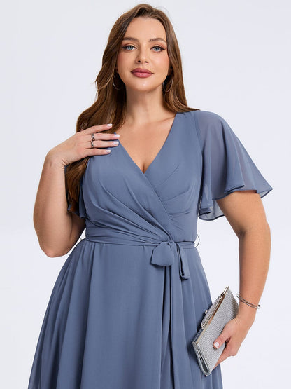 pretty MARISELLE|Plus Size Tie Knot Chiffon Wedding Guest Dress