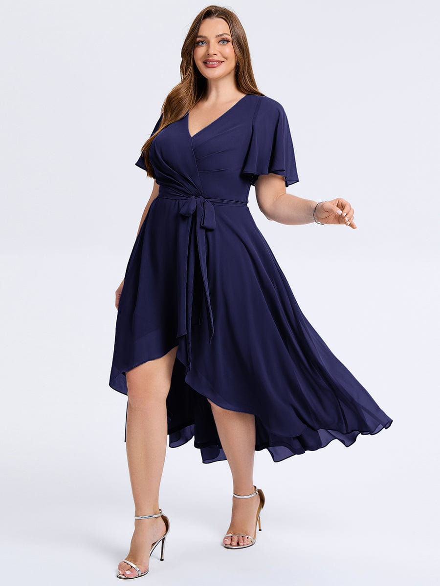 pretty MARISELLE|Plus Size Tie Knot Chiffon Wedding Guest Dress