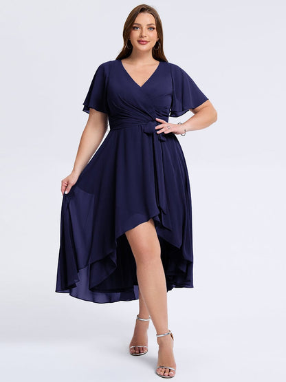 pretty MARISELLE|Plus Size Tie Knot Chiffon Wedding Guest Dress