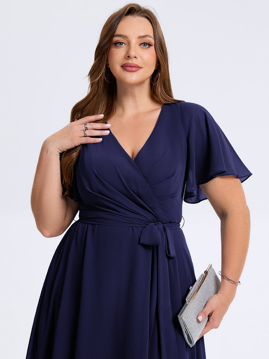 pretty MARISELLE|Plus Size Tie Knot Chiffon Wedding Guest Dress