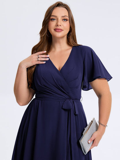 pretty MARISELLE|Plus Size Tie Knot Chiffon Wedding Guest Dress